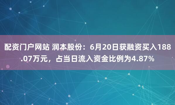 配资门户网站 润本股份：6月20日获融资买入188.07万元，占当日流入资金比例为4.87%
